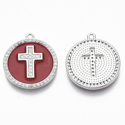 Brass Micro Pave Cubic Zirconia Pendants KK-R130-035-02P-NF-1
