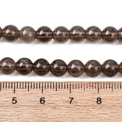 Natural Smoky Quartz Round Beads Strands X-G-E329-6mm-38B-1
