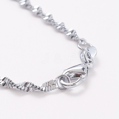 Non-Tarnish 201 Stainless Steel Singapore Chain Necklaces NJEW-D117-01P-1