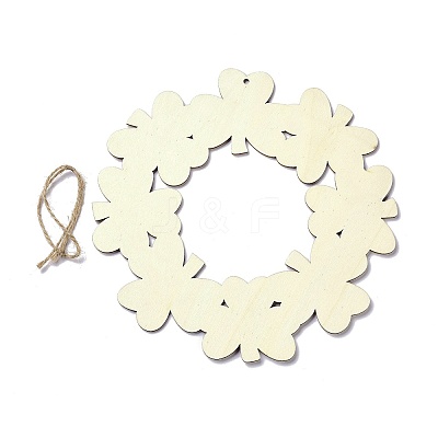 DIY Shamrock Wreath Unfinished Wooden Ornaments Blank Wooden Embellishments LS-WOOD-C009-01-1