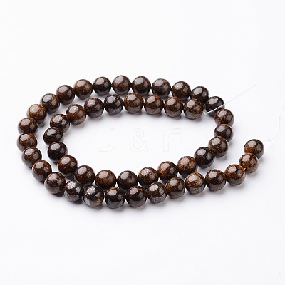Round Natural Bronzite Bead Strands G-J346-09-8mm-1