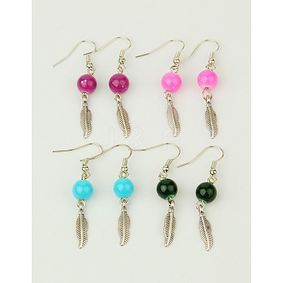 Fashion Leather Dangle Earrings EJEW-JE00251-1