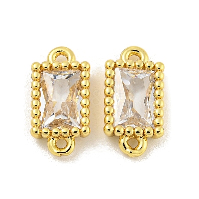 Brass Clear Cubic Zirconia Connector Charms KK-G490-06G-1