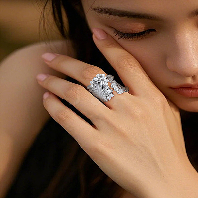 2Pcs Zinc Alloy Cuff Rings for Women RJEW-LP0005-19-1