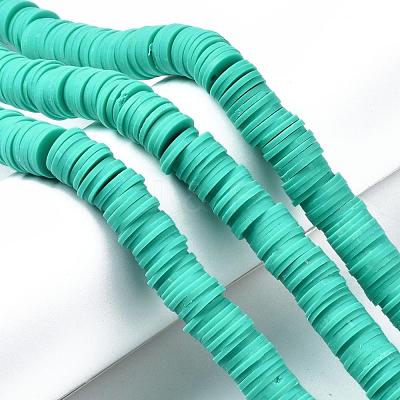 Flat Round Handmade Polymer Clay Beads CLAY-R067-10mm-34-1