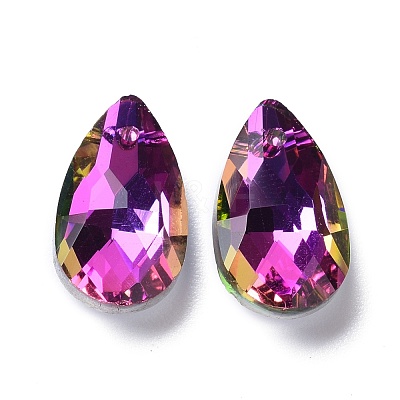 Faceted Teardrop Glass Pendants GLAA-O008-A23-1