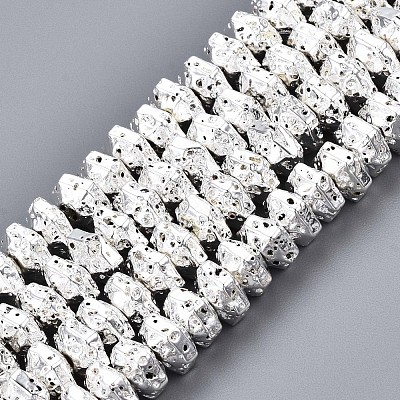 Electroplated Natural Lava Rock Beads Strands G-T114-66S-1