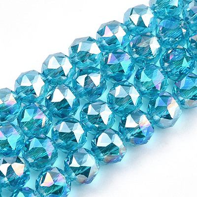 Electroplate Transparent Glass Beads Strands EGLA-N002-34C-M-1
