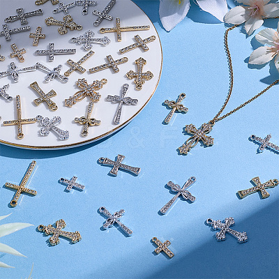 42Pcs 14 Styles Alloy Rhinestone Pendants FIND-ME0003-65-1