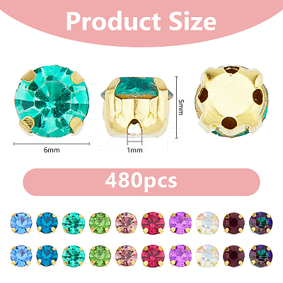 480pcs Glass Sew on Rhinestone FIND-HS0001-62B-1