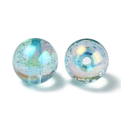 UV Plating Transparent Rainbow Iridescent Acrylic Beads LS-TACR-D010-07D-1