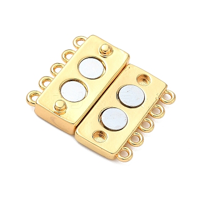 Brass Micro Pave Clear Cubic Zirconia Magnetic Slide Lock Clasps KK-Z139-10G-1