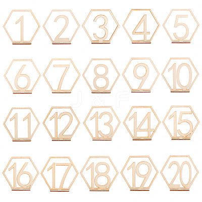 Wood Table Numbers Cards AJEW-PH0016-59-1