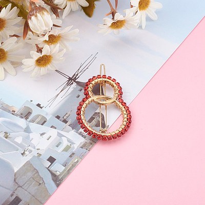 Alloy Hollow Geometric Gemstone Beads Hair Barrettes PHAR-JH00075-01-1