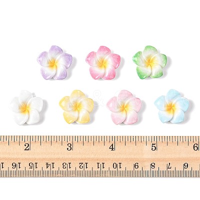 70Pcs 7 Colors Plumeria Flower Opaque Resin Cabochons CRES-FS0001-32-1