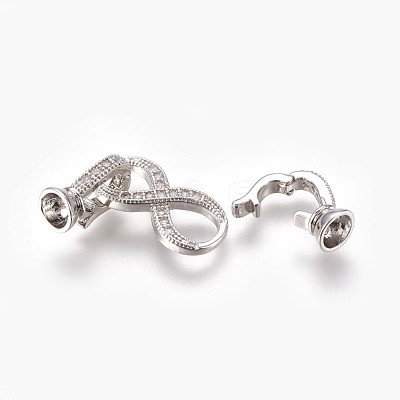 Brass Micro Pave Cubic Zirconia Fold Over Clasps KK-P164-13P-1