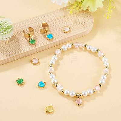 5Pcs 5 Colors Heart Brass Charms KK-TADJ0001-13-1