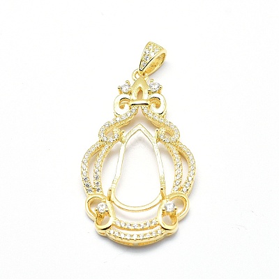 925 Sterling Silver Pendant Cabochon Open Back Settings STER-P044-02G-1