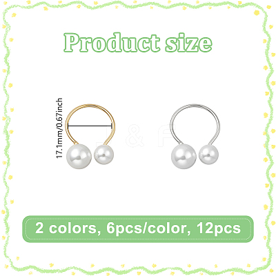 12Pcs 2 Colors Resin Imitation Pearl Finger Rings RJEW-GO0001-07-1