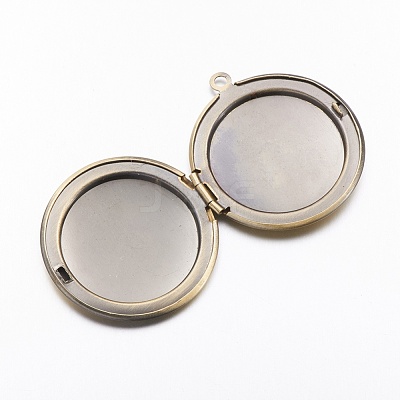 Brass Locket Pendants KK-N0116-078AB-1