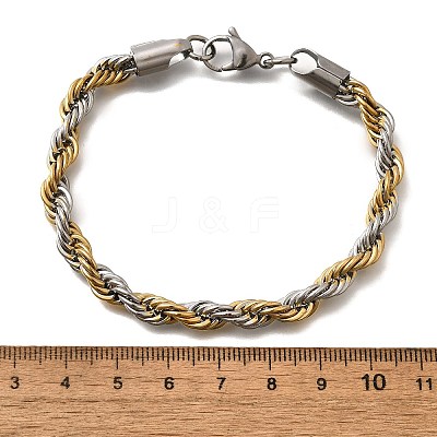 304 Stainless Steel Rope Chain Bracelets for Women BJEW-C091-03B-GP-1