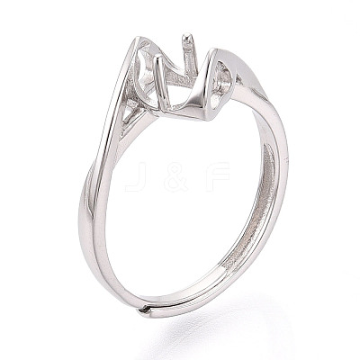 Rhodium Plated 925 Sterling Silver Engagement Solitaire Ring Settings STER-T008-16P-1