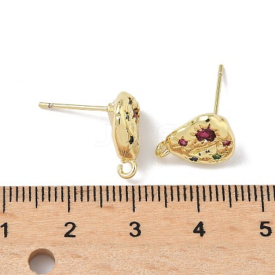 Brass Micro Pave Cubic Zirconia Stud Earring Findings KK-U075-01B-03G-1