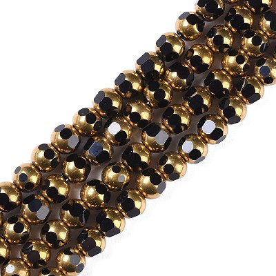Electroplate Glass Beads Strands X-EGLA-Q128-04A-FP06-1