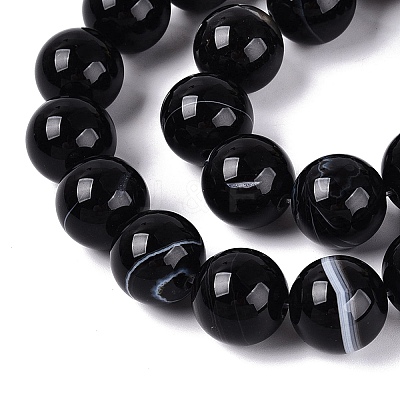 Natural Banded Agate Beads Strands G-Q608-18B-1