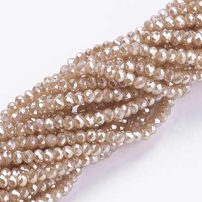 Electroplate Glass Beads Strands GLAA-F078-PL10-1