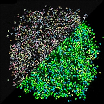 Glow in the Dark Luminous Transparent Glass Round Seed Beads LUMI-PW0004-006C-M-1
