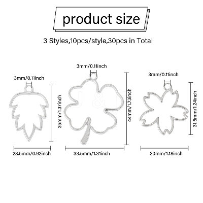 30Pcs 3 Style Alloy Pendants FIND-CA0008-79-1