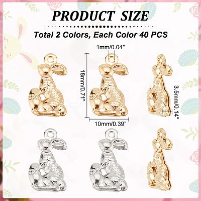 80Pcs 2 Colors Easter 304 Stainless Steel Pendants STAS-DC0012-49-1