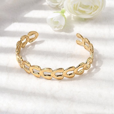 304 Stainless Steel Cuff Bracelets for Women BJEW-C136-01G-1