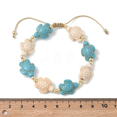 Adjustable Synthetic Turquoise & Non-magnetic Hematite Braided Bead Bracelets BJEW-JB13730-02-1