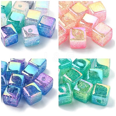 10Pcs Gradient Color & UV Plating Transparent Acrylic Beads OACR-YW0002-25B-1