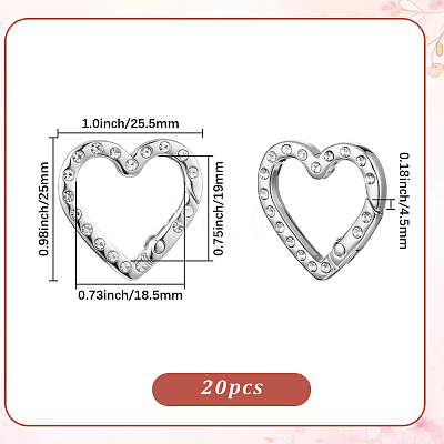 20Pcs Zinc Alloy Rhinestone Spring Gate Rings FIND-SP0004-36P-1