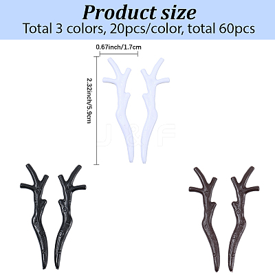 30 Pairs 3 Colors Plastic Snowman Hand Branch Antler AJEW-GF0012-64A-1