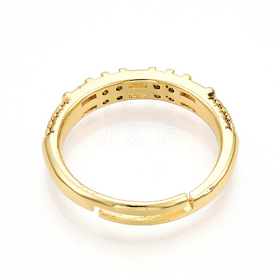 Brass Micro Pave Clear Cubic Zirconia Cuff Rings for Women KK-T070-116-1