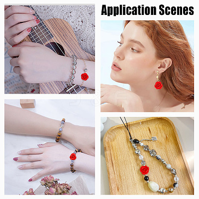 40Pcs Synthetic Coral 3D Flower Rose Carved Beads CORA-HY0001-03-1
