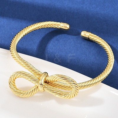 Twisted Brass Cuff Bangles BJEW-C112-07G-1
