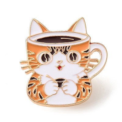 Cat Shape Coffee Mug Enamel Pins AL-CBAC438-01B-1