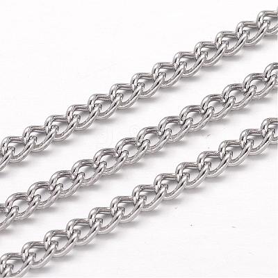 Tarnish Resistant 304 Stainless Steel Curb Chains CHS-K004-04P-0.8mm-1