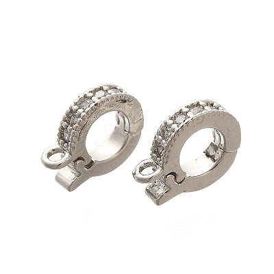 Rack Plating Brass Micro Pave Clear Cubic Zirconia Fold Over Clasps KK-H508-02P-1