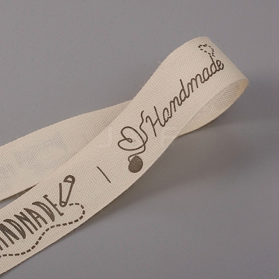 Word Printed Cotton Ribbon SRIB-WH0006-14B-1