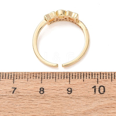 Mother's Day Brass Micro Pave Cubic Zirconia Cuff Open Rings for Women RJEW-F217-09G-1