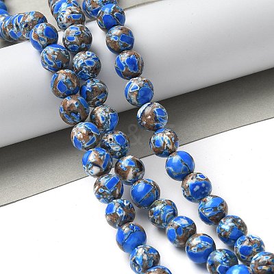 Dyed Synthetic Imperial Jasper Beads Strands G-C168-02E-1