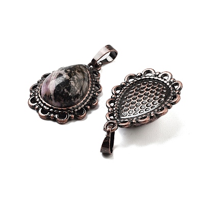 Natural Rhodonite Teardrop Pendants G-K363-01R-08-1
