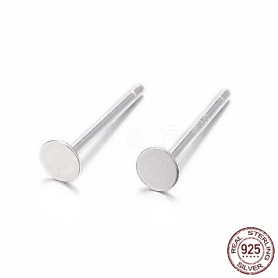 925 Sterling Silver Flat Pad  Stud Earring Findings STER-K167-045B-S-1