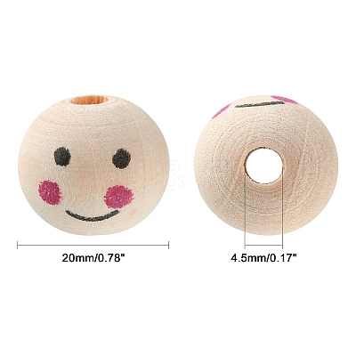 Printed Natural Wood European Beads WOOD-T019-13B-01-1